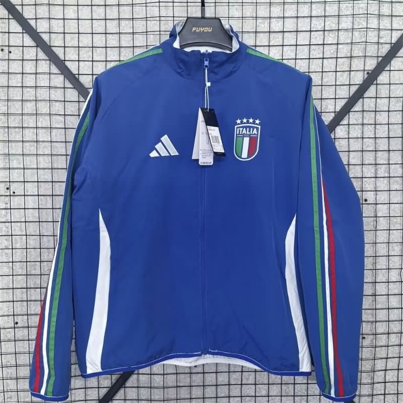 AAA Quality Italy 2025 Blue White Reversible Soccer Windbreaker