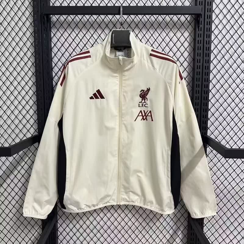 AAA Quality Liverpool 25/26 Light Yellow Soccer Windbreaker