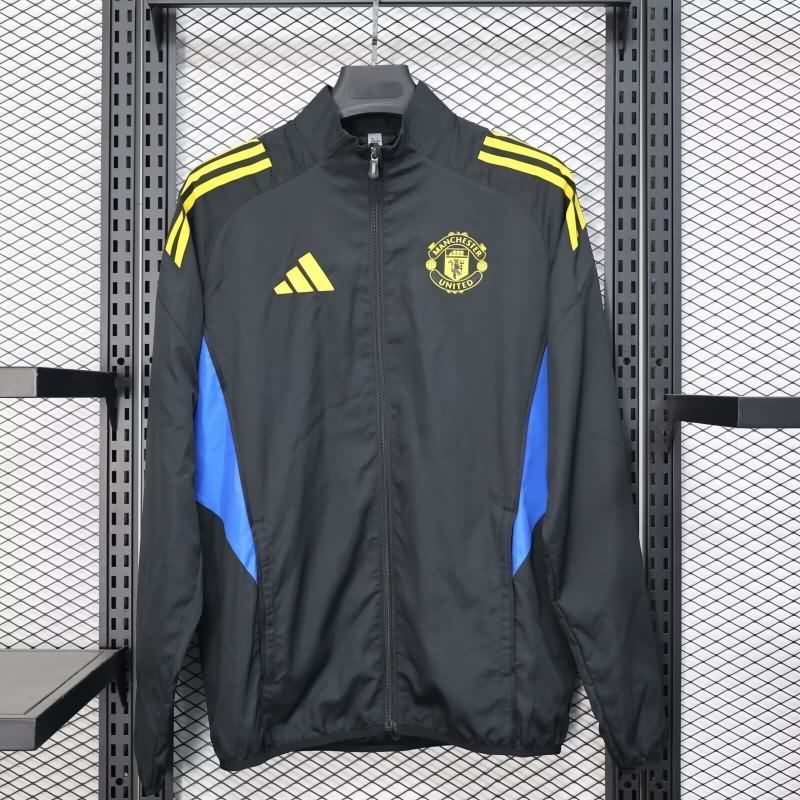 AAA Quality Manchester United 25/26 Black Soccer Windbreaker 03