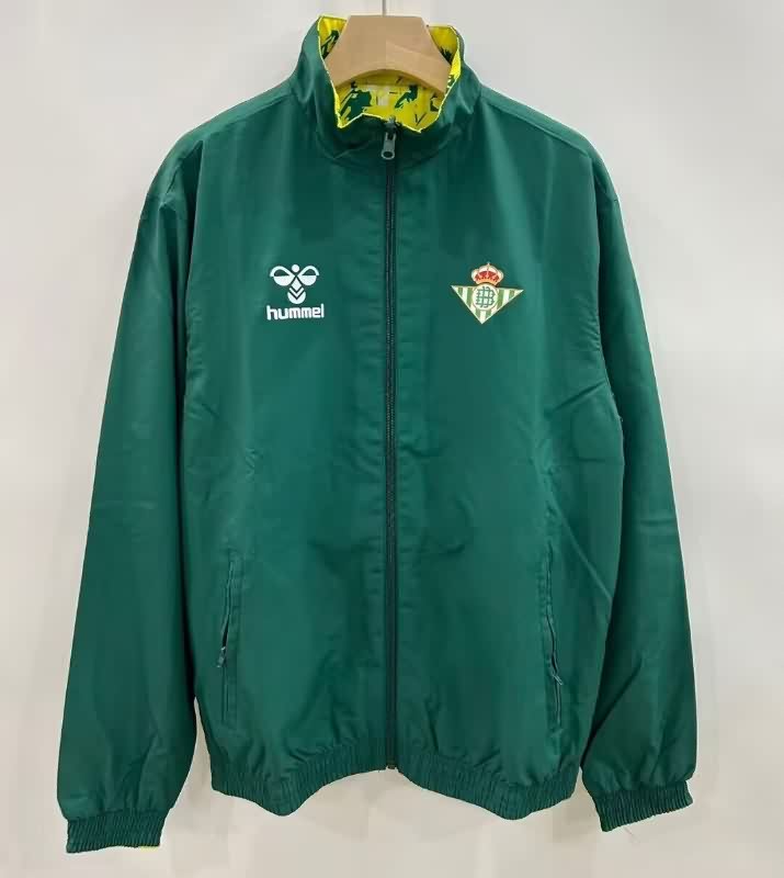 AAA Quality Real Betis 25/26 Green Yellow Reversible Soccer Windbreaker