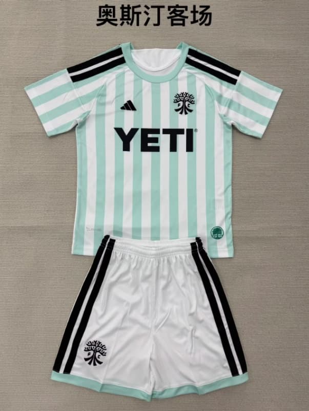 Kids Austin 2026 Away Soccer Jersey And Shorts