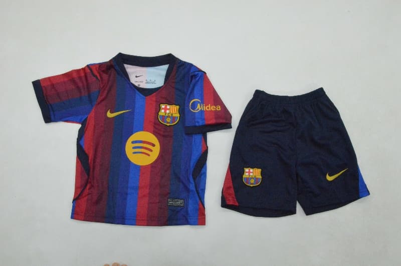 Kids Barcelona 26/27 Home Soccer Jersey And Shorts (Leaked) Kids Barcelona 26/27 Home Soccer Jersey And Shorts (Leaked)