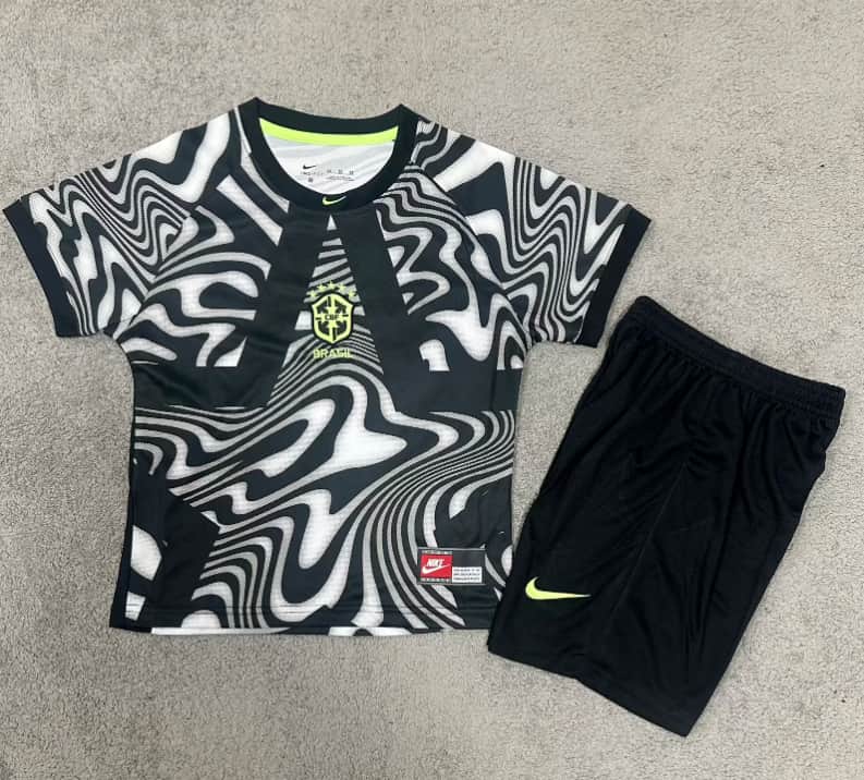 Kids Brazil 2026 Goalkeeper Soccer Jersey And Shorts