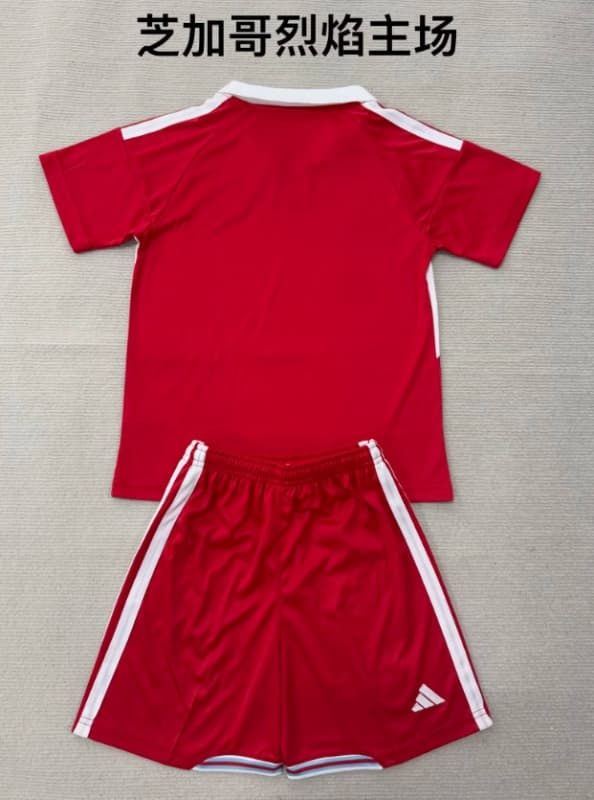 Kids Chicago Fire 2026 Home Soccer Jersey And Shorts