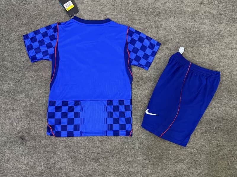 Kids Croatia 2026 World Cup Away Soccer Jersey And Shorts