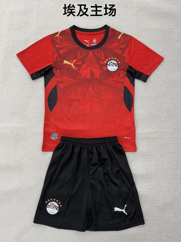Kids Egypt 2026 World Cup Home Soccer Jersey And Shorts Kids Egypt 2026 World Cup Home Soccer Jersey And Shorts