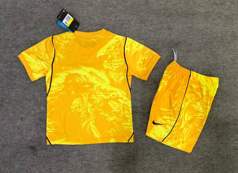 Kids England 2026 Goalkeeper Yellow Soccer Jersey And Shorts