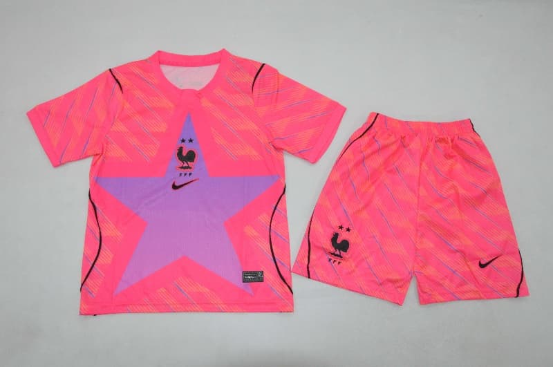 Kids France 2026 World Cup Goalkeeper Pink Soccer Jersey And Shorts