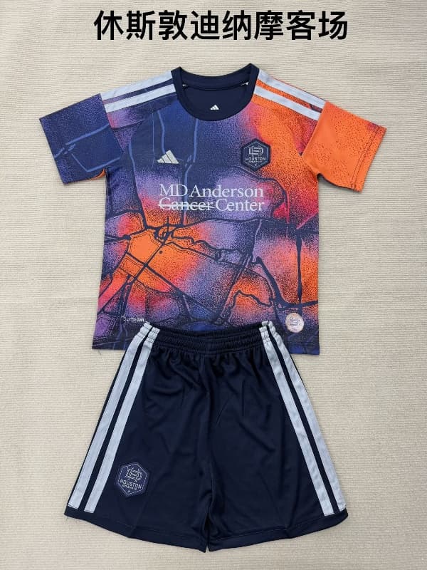 Kids Houston Dynamo 2026 Away Soccer Jersey And Shorts