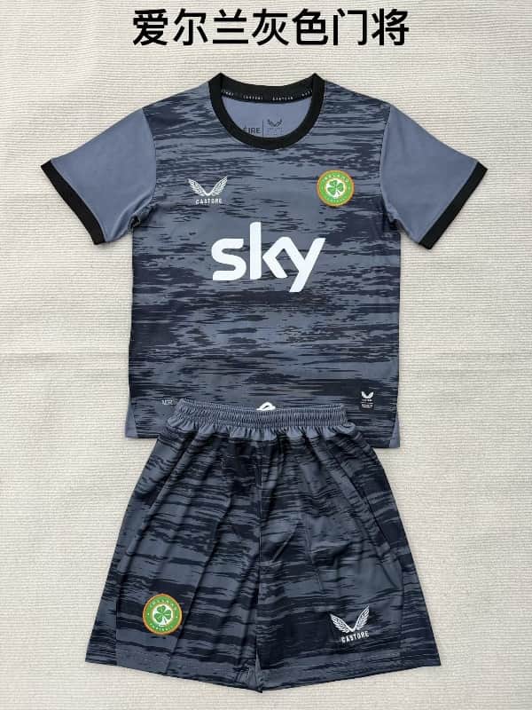 Kids Ireland 2026 Goalkeeper Grey Soccer Jersey And Shorts