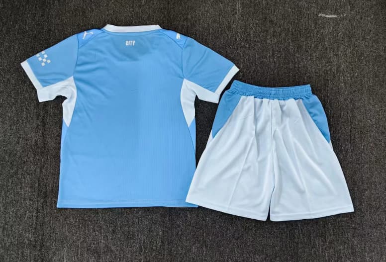 Kids Manchester City 26/27 Home Soccer Jersey And Shorts (Leaked)