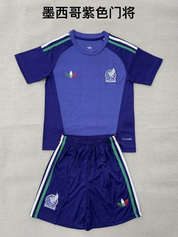 Kids Mexico 2026 Goalkeeper Purple Soccer Jersey And Shorts Kids Mexico 2026 Goalkeeper Purple Soccer Jersey And Shorts