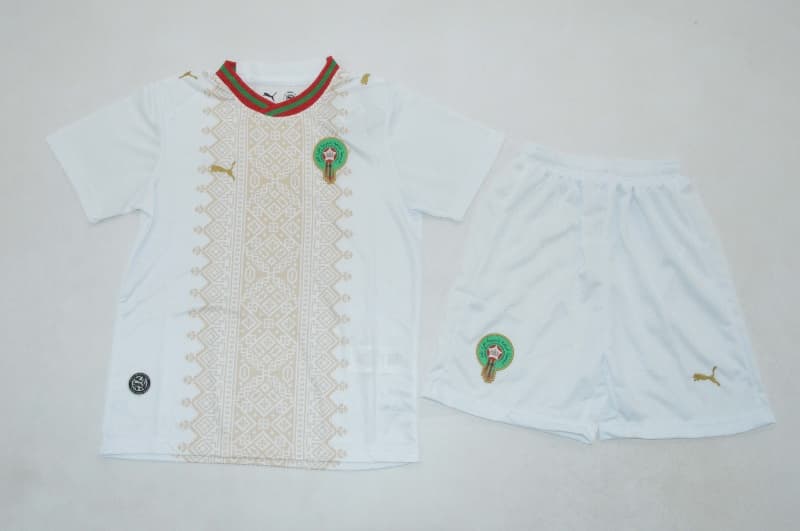 Kids Morocco 2026 World Cup Away Soccer Jersey And Shorts