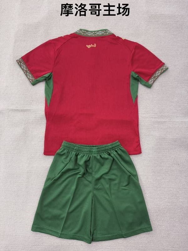 Kids Morocco 2026 World Cup Home Soccer Jersey And Shorts