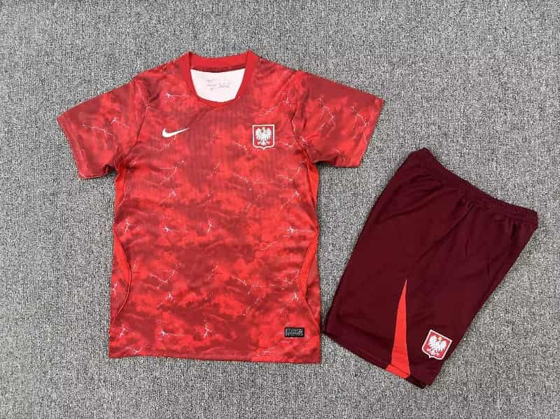 Kids Poland 2026 Away Soccer Jersey And Shorts