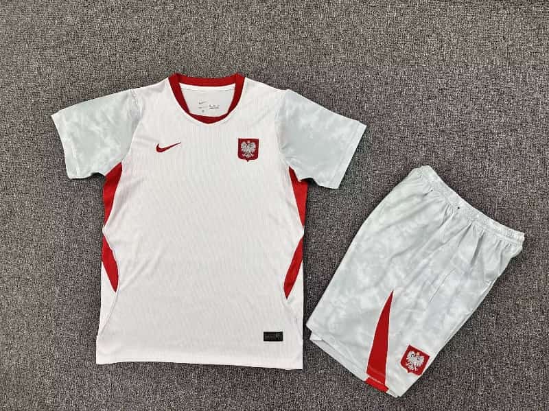 Kids Poland 2026 Home Soccer Jersey And Shorts