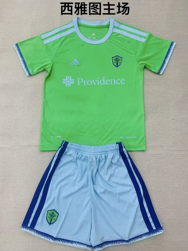 Kids Seattle Sounders 2026 Home Soccer Jersey And Shorts