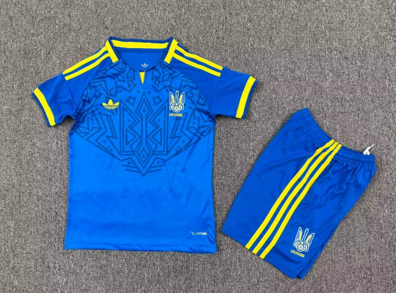Kids Ukraine 2026 Away Soccer Jersey And Shorts Kids Ukraine 2026 Away Soccer Jersey And Shorts