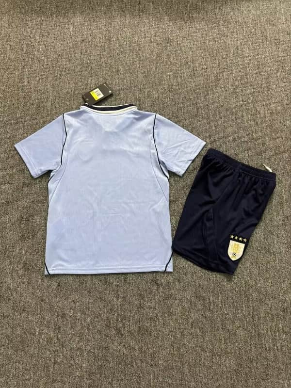 Kids Uruguay 2026 World Cup Home Soccer Jersey And Shorts