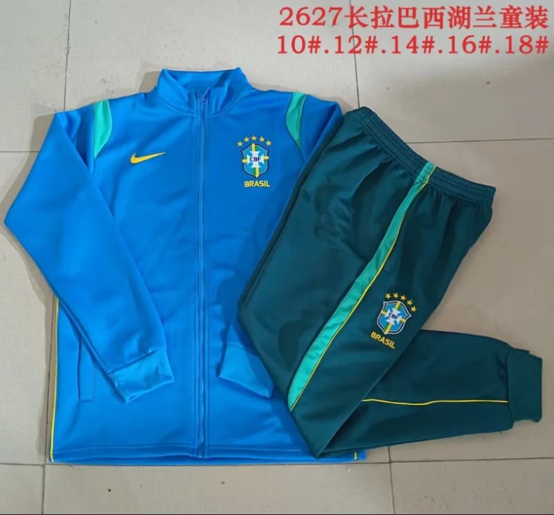 Kids AAA Quality Brazil 2026 Blue Soccer Tracksuit 02 Kids AAA Quality Brazil 2026 Blue Soccer Tracksuit 02