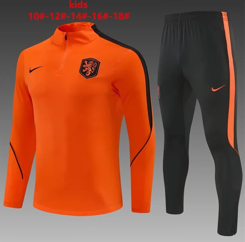 Kids AAA Quality Netherlands 2026 Orange Soccer Tracksuit
