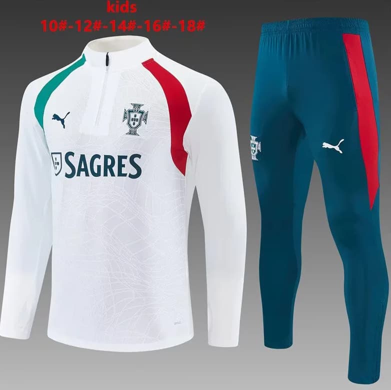 Kids AAA Quality Portugal 2026 White Soccer Tracksuit Kids AAA Quality Portugal 2026 White Soccer Tracksuit