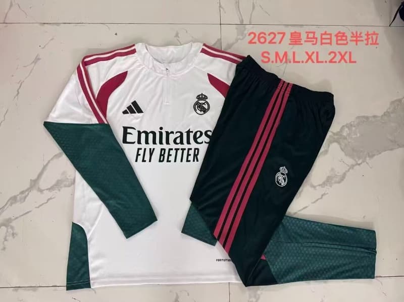 AAA Quality Real Madrid 26/27 White Soccer Tracksuit 02 AAA Quality Real Madrid 26/27 White Soccer Tracksuit 02
