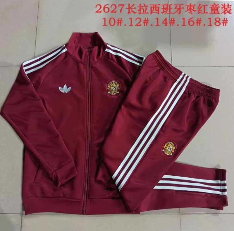 Kids AAA Quality Spain 2026 Red Soccer Tracksuit 03