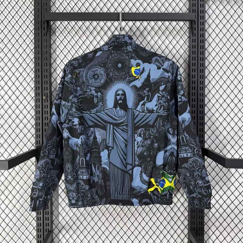 AAA Quality Brazil 2026 Jesus Reversible Soccer Windbreaker