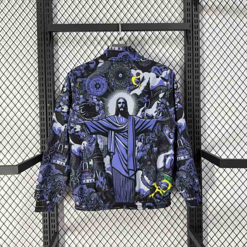 AAA Quality Brazil 2026 Jesus Reversible Soccer Windbreaker