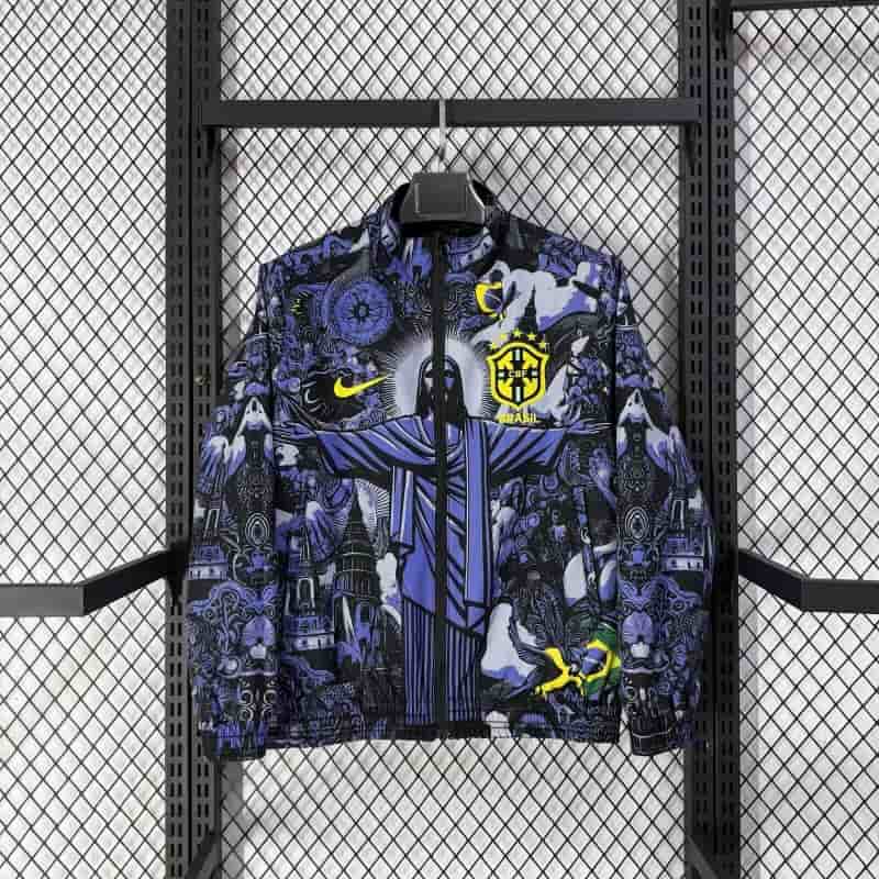 AAA Quality Brazil 2026 Jesus Reversible Soccer Windbreaker
