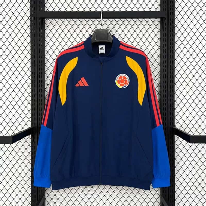 AAA Quality Colombia 2026 Dark Blue Soccer Windbreaker 02