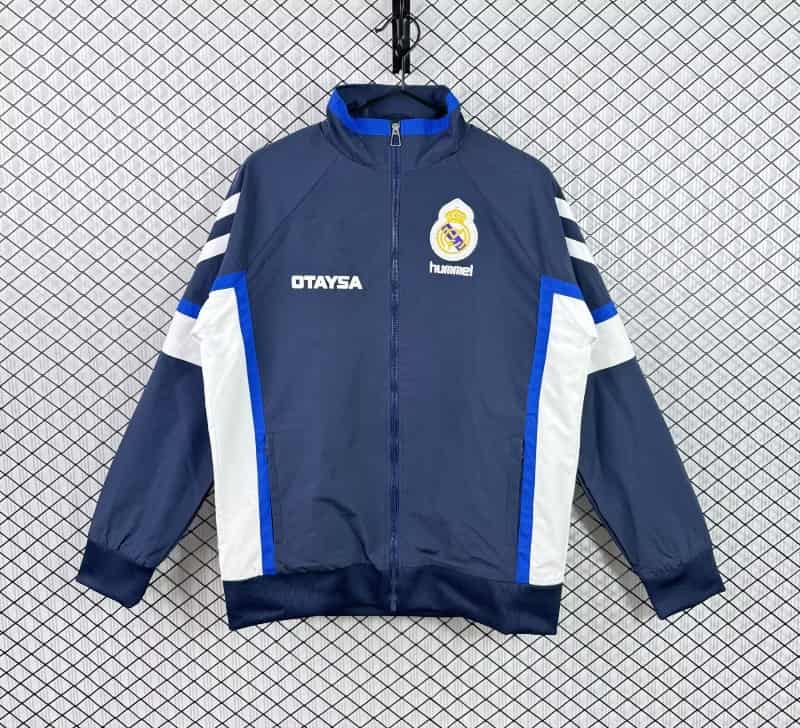 AAA Quality Real Madrid 1991/92 Dark Blue Soccer Windbreaker AAA Quality Real Madrid 1991/92 Dark Blue Soccer Windbreaker