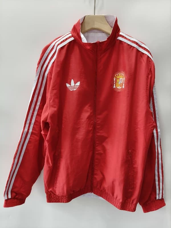 AAA Quality Spain 2026 Red White Reversible Soccer Windbreaker