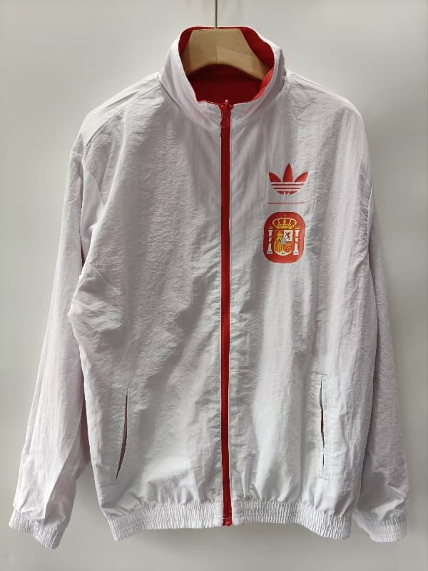 AAA Quality Spain 2026 Red White Reversible Soccer Windbreaker