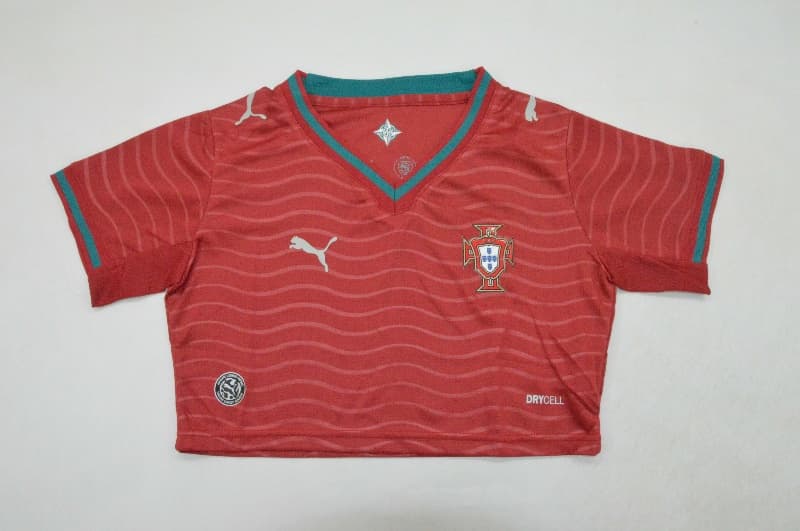 AAA Quality Portugal 2026 World Cup Home Women Cropped Soccer Jersey AAA Quality Portugal 2026 World Cup Home Women Cropped Soccer Jersey