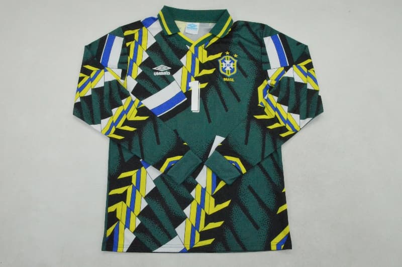 AAA Quality Brazil 1994 Goalkeeper Green Retro Long Soccer Jersey
