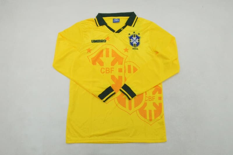 AAA Quality Brazil 1994 Home Retro Long Sleeve Soccer Jersey
