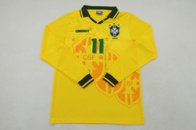 AAA Quality Brazil 1994 Home Retro Long Sleeve Soccer Jersey