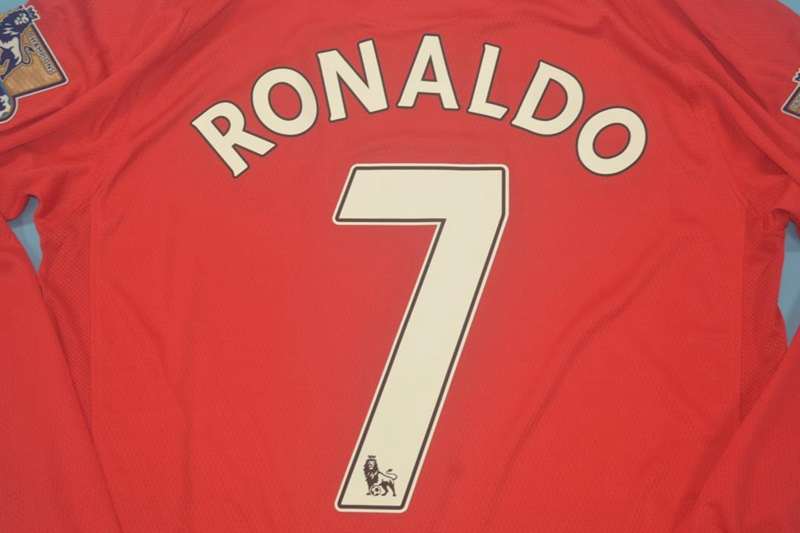 Manchester United Soccer Jersey Home L/S Retro Replica 2007/09