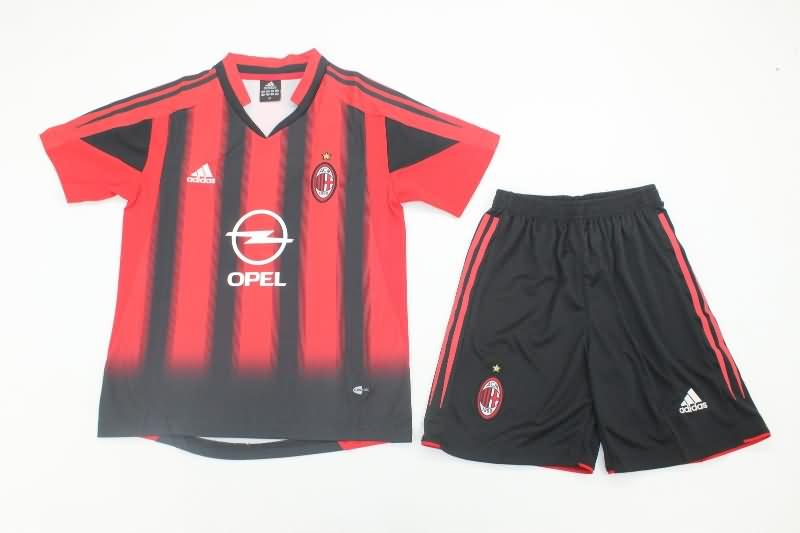 Kids AC Milan 2004/05 Home Soccer Jersey And Shorts