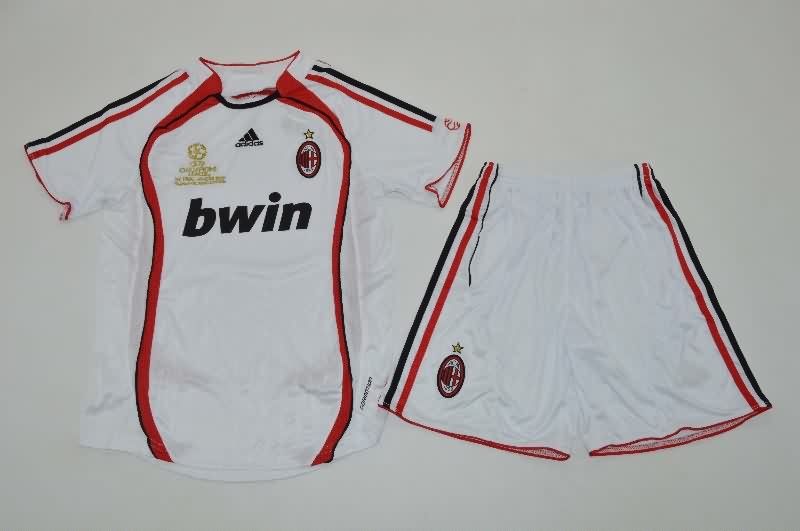 Kids AC Milan 2006/07 Away UCL Final Soccer Jersey And Shorts