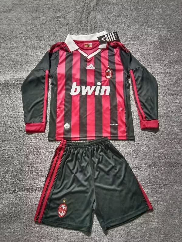 Kids AC Milan 2009/10 Home Long Sleeve Soccer Jersey And Shorts