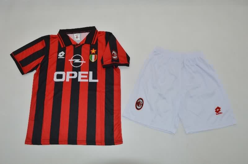 Kids AC Milan 1996/97 Home Soccer Jersey And Shorts