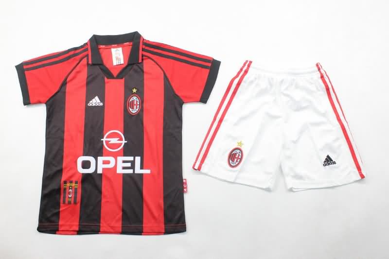 Kids AC Milan 1998/00 Home Soccer Jersey And Shorts