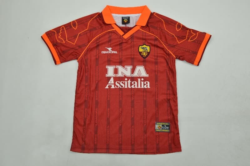 Kids AS Roma 1999/00 Home Soccer Jersey And Shorts