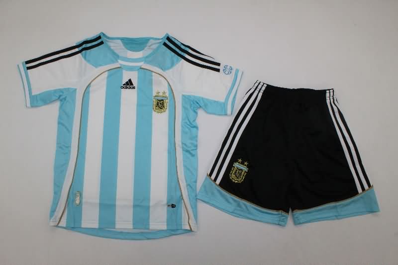 Kids Argentina 2006 Home Soccer Jersey And Shorts