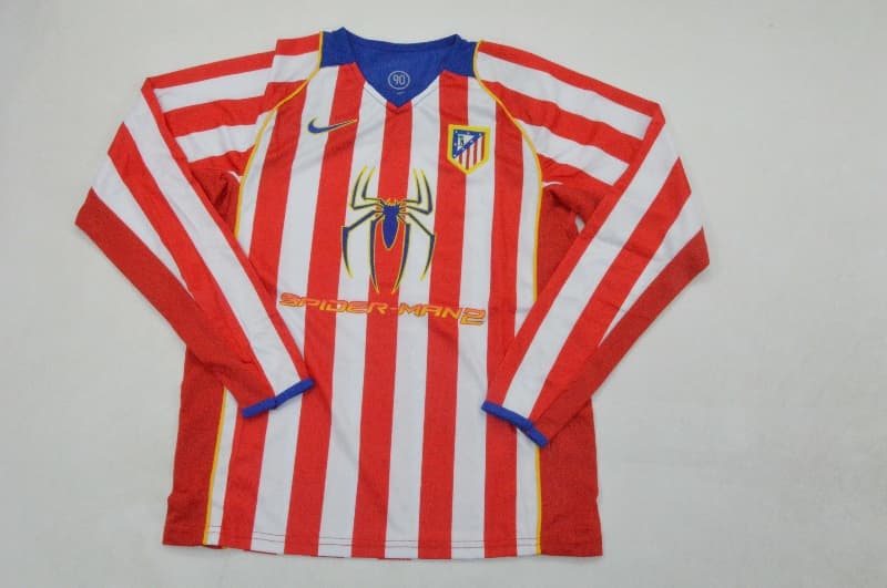Kids Atletico Madrid 2004/05 Home Long Sleeve Soccer Jersey And Shorts