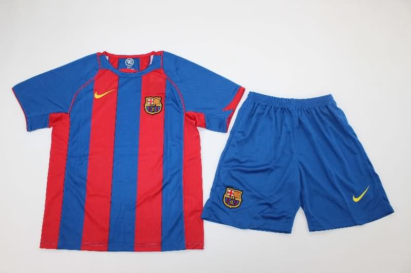Kids Barcelona 2004/05 Home Soccer Jersey And Shorts