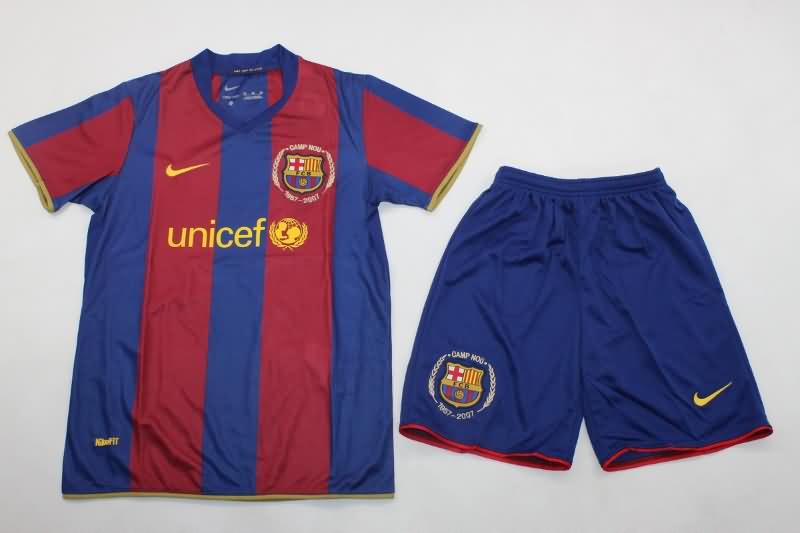 Kids Barcelona 2007/08 Home Soccer Jersey And Shorts